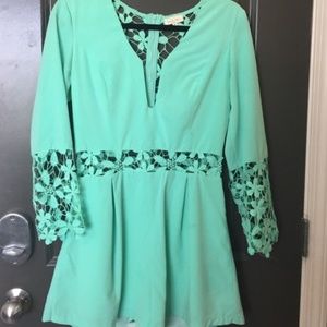Tea & Cup Mint Green Romper